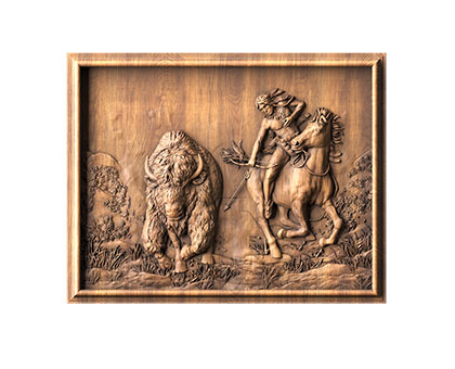 Bas-reliefs Bison hunting, 3d models (stl)