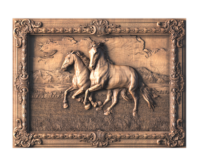 Panel Running Wild Horses, 3d models (stl)