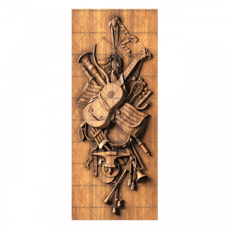 Panels with musical instruments, 3d models (stl)