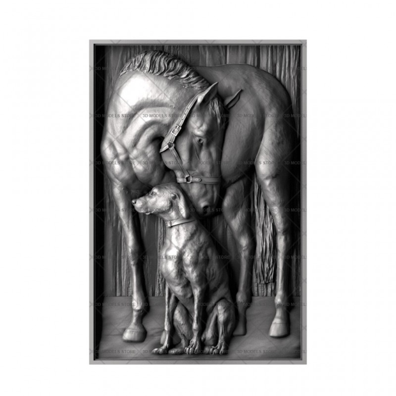 Panel Horse and dog, 3d models (stl)