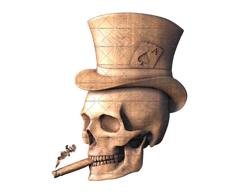 Skull With Cigar, 3d models (stl)