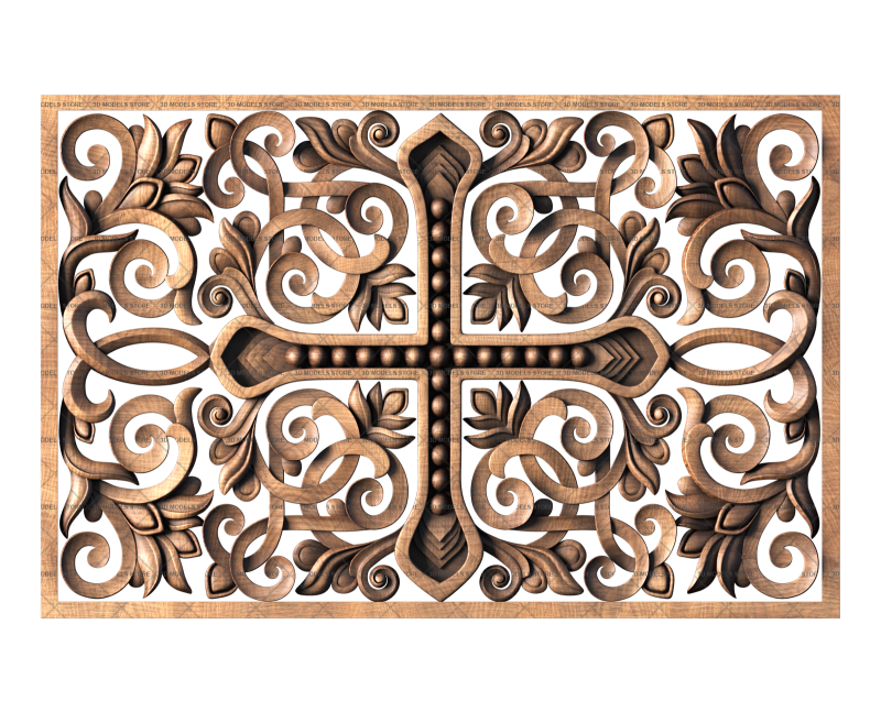 Church panel with a cross, 3d models (stl)