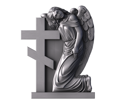 Monument with an angel and a cross, 3d models (stl)