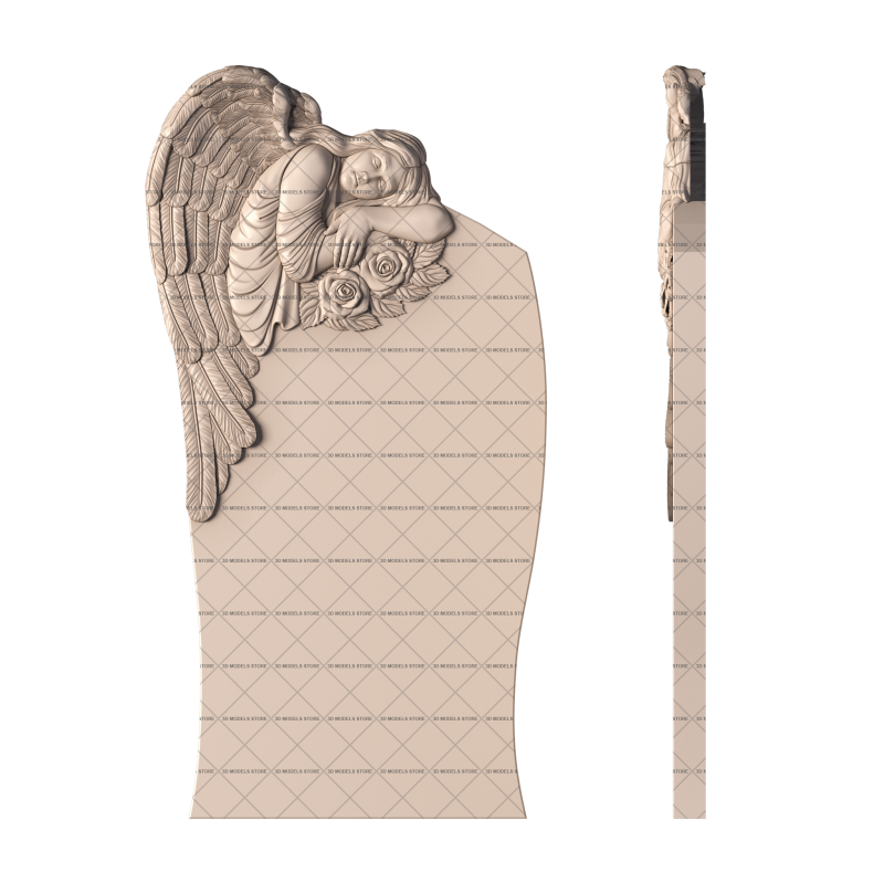 Monument with an angel and roses, 3d models (stl)