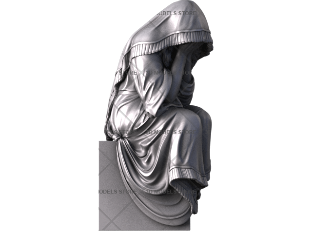 Monument with a grieving figure, 3d models (stl)