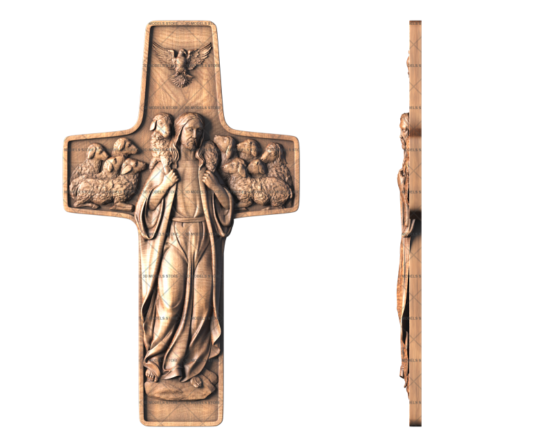 Cross with the image of Jesus Christ, 3d models (stl)