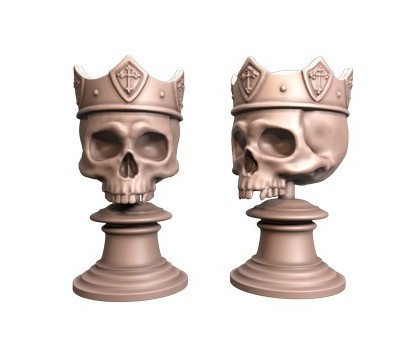 Skull with crown, 3d models (stl)