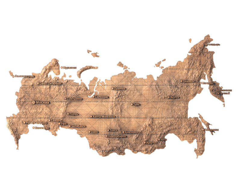 Geographic map of Russia, 3d models (stl)