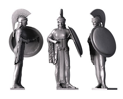 Athena with Shield, 3d models (stl)