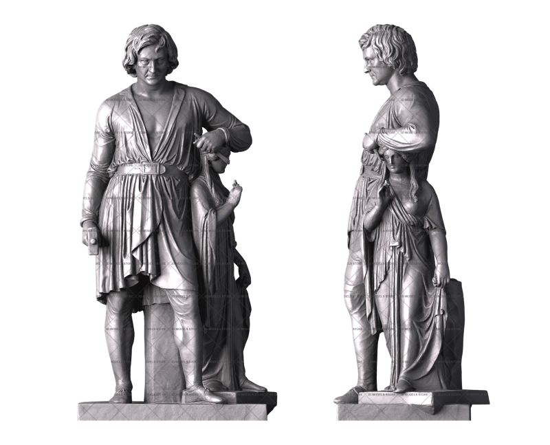 Bertel Thorvaldsen with the Goddess of Hope, 3d models (stl)
