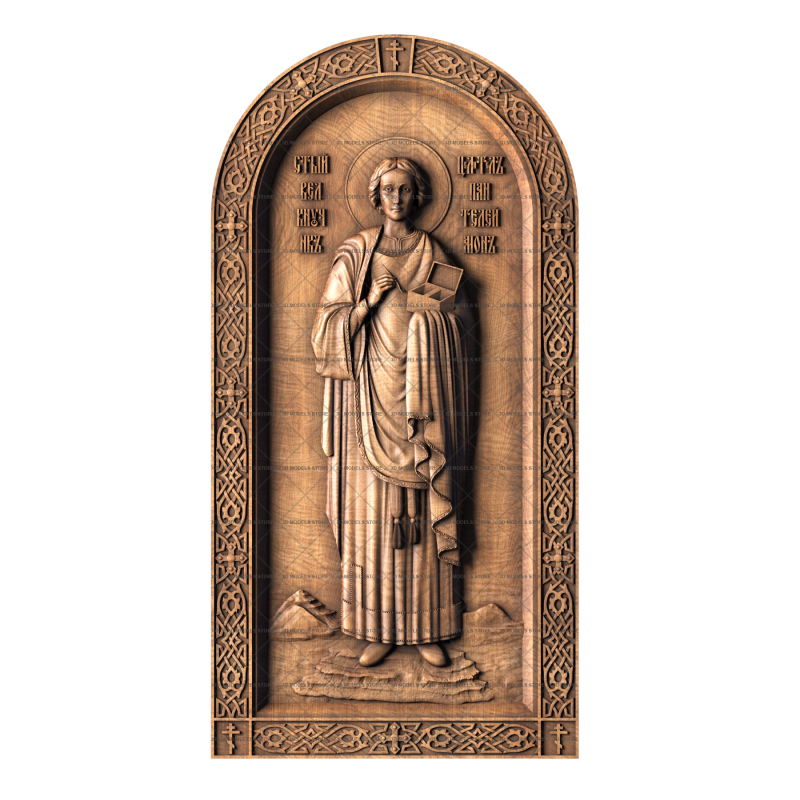 Icon Great Martyr and Healer Saint Panteleimon, 3d models (stl)