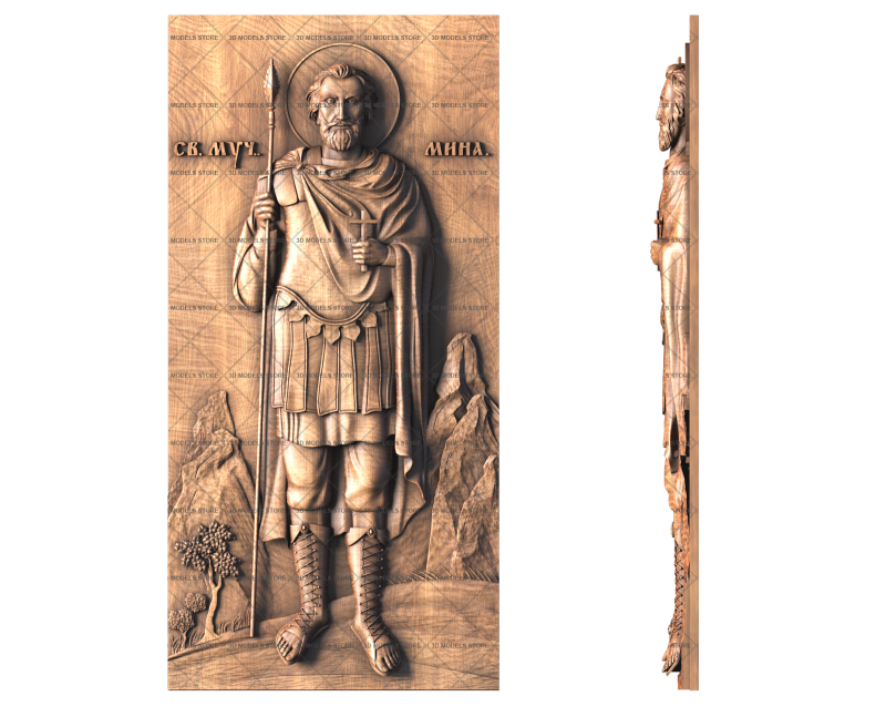 Icon of holy great martyr Mina, 3d models (stl)