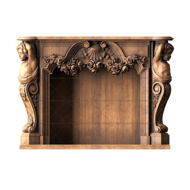 Fireplace with angels, 3d models (stl)