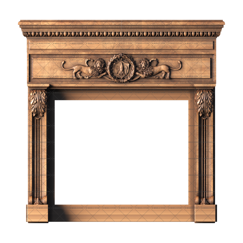 Fireplace with lions, 3d models (stl)