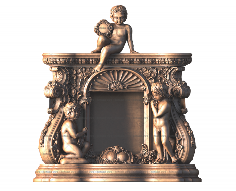 Fireplace Baroque, 3d models (stl)