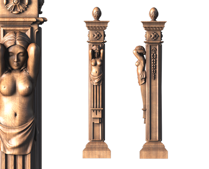 Sculpture of caryatid - column, 3d models (stl)