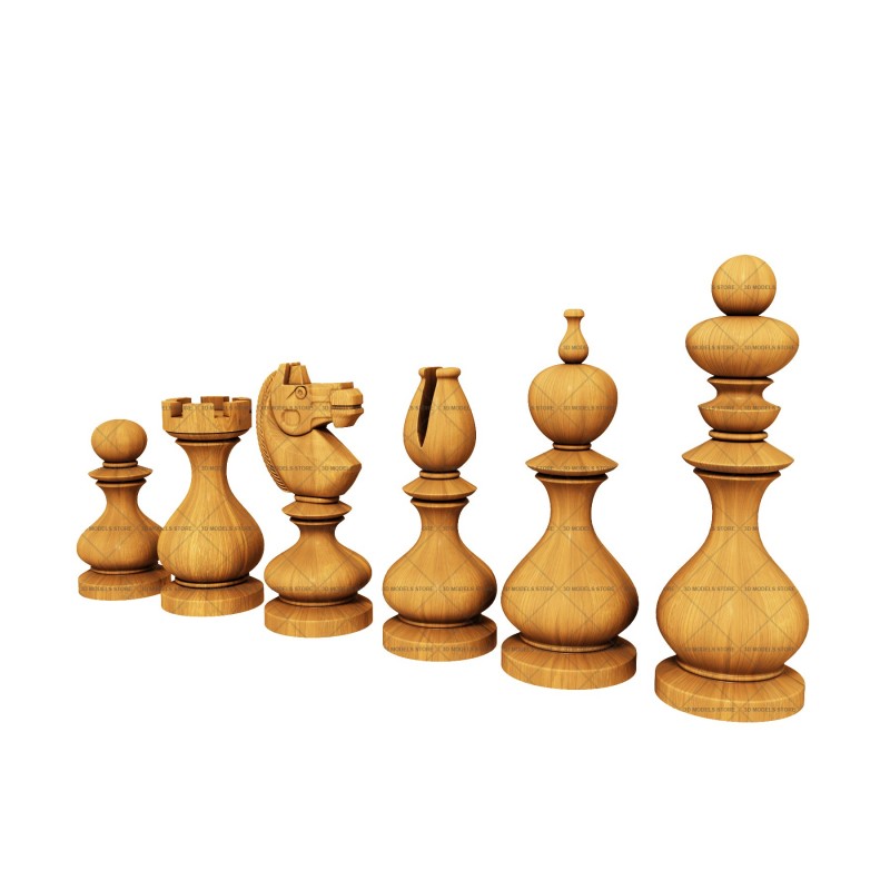 Staunton chess set, 3d models (stl)