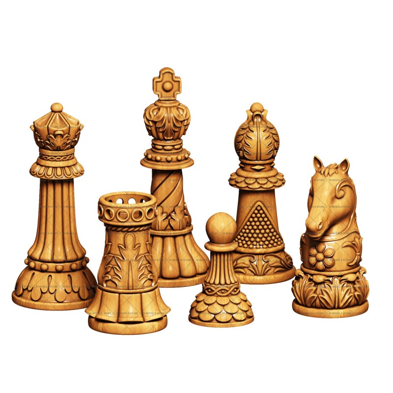 Staunton chess set, 3d models (stl)