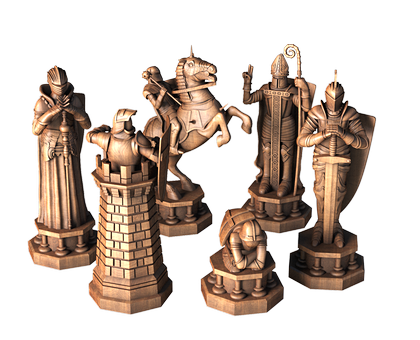 Medieval Knights Chess Set, 3d models (stl)