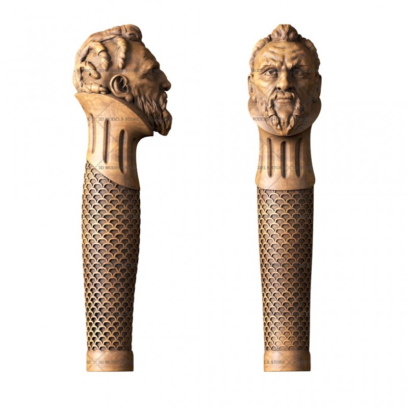 Handle with a man's head, 3d models (stl)