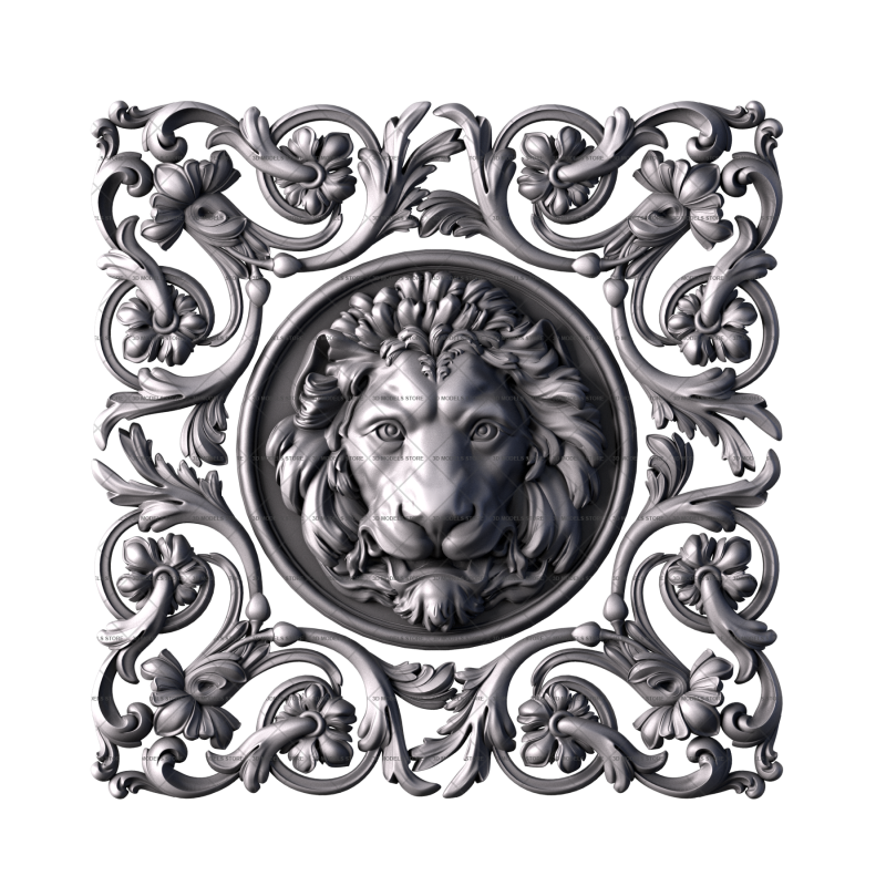 3D panel with lion, 3d models (stl)