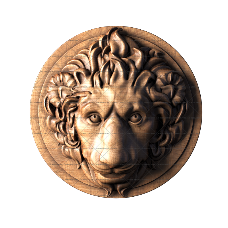 Mascaron with lion, 3d models (stl)