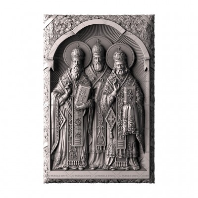 Icon Saints John Chrysostom, Gregory the Theologian, Basil the Great, 3d models (stl)