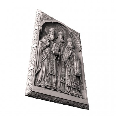 Icon Saints John Chrysostom, Gregory the Theologian, Basil the Great, 3d models (stl)